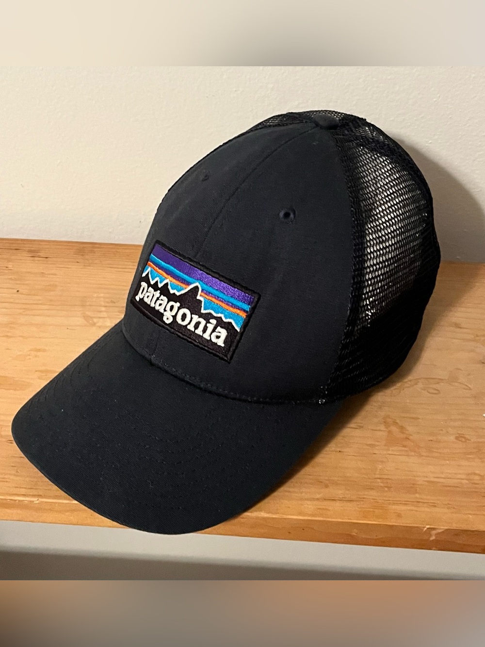 Patagonia Black Trucker Hat with Multicolor Patch